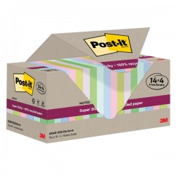 Blocco foglietti Post-it SuperSticky Green - SSCOL14+4 - 76 x 76 mm - carta riciclata - colori pastello assortiti - 70 fogli - P