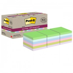 Blocco foglietti Post-it SuperSticky Green - SSCOL14+4 - 76 x 76 mm - carta riciclata - colori pastello assortiti - 70 fogli - P
