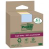Blocco foglietti Post-it SuperSticky Green - 654R-SSCOL3+1 - 76 x 76 mm - carta riciclata - colori pastello assortiti - 70 fogli