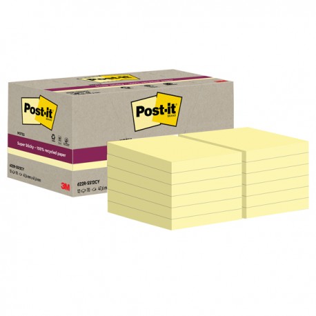 Blocco foglietti Post-it SuperSticky Green - 622R-SSCY - 47,6 x 47,6 mm - carta riciclata - giallo Canary - 70 fogli - Post-it -