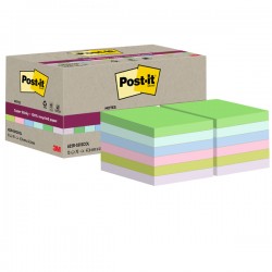 Blocco foglietti Post-it SuperSticky Green - 622R-SS12COL - 47,6 x 47,6 mm - carta riciclata - colori pastello assortiti - 70 fo
