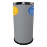 Contenitore tondo per raccolta differenziata - 3 scomparti - 70 L - grigio - Stilcasa