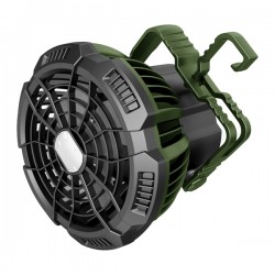 Ventilatore portatile - da campeggio - con luce LED - diametro 10 cm - 16 x 14 x 16,5 cm - Melchioni family
