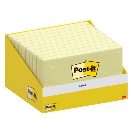 Blocco foglietti Post-it - 76 x 127 mm - Giallo canary - 100 fogli - Post-it - conf. 10 blocchi
