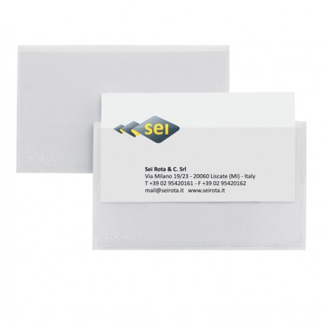 Portabiglietti da visita Eticard T - autoadesivi - PVC - 5,5 x 9 cm - trasparente - Sei Rota - conf. 10 pezzi