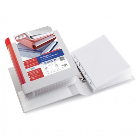 Raccoglitore personalizzabile Stelvio TI - 22 x 30 cm - 2 anelli a D 25 mm - dorso 4 cm - bianco - Sei Rota