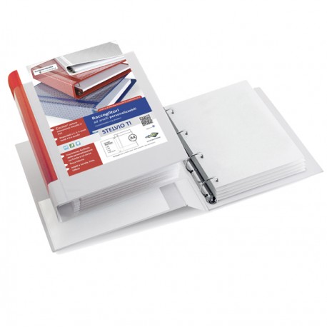Raccoglitore personalizzabile Stelvio TI - 22 x 30 cm - 4 anelli a D 30 mm - dorso 4 cm - bianco - Sei Rota