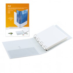 Raccoglitore personalizzabile Fly - 22 x 30 cm - 4 anelli a D 50 mm - dorso 7,5 cm - bianco - Sei Rota