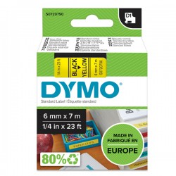 Nastro D1 standard 436180 - 6 mm x 7 mt - PL - nero/giallo - Dymo