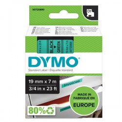 Nastro D1 standard 458090 - 19 mm x 7 mt - PL - nero/verde - Dymo
