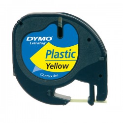 Nastro Letratag 912020 - 12 mm x 4 mt - plastica - giallo - Dymo