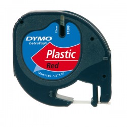 Nastro Letratag 912030 - 12 mm x 4 mt - plastica - rosso - Dymo