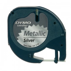 Nastro Letratag 912080 - 12 mm x 4 mt - metallo - argento - Dymo