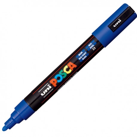 Marcatore a base d'acqua Uni Posca PC5M - punta tonda media da 1,8mm a 2,5mm - blu - Uni Mitsubishi