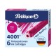 Cartucce inchiostro 4001 (TP/6) - lunghezza 39mm - rosa - Pelikan - conf. 6 pezzi