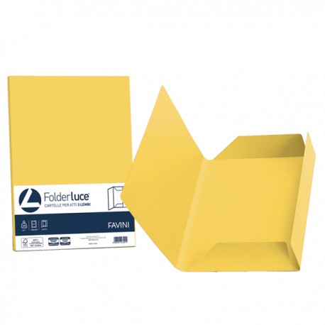 Cartellina 3 lembi Luce - 200 gr - A4 - cartoncino bristol - giallo sole - Favini - conf. 25 pezzi