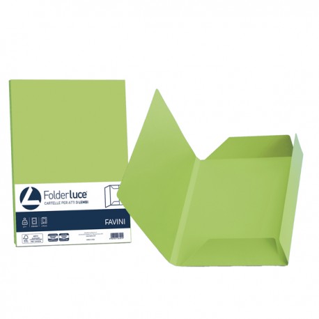 Cartellina 3 lembi Luce - 200 gr - A4 - cartoncino bristol - pistacchio - Favini - conf. 25 pezzi