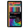 Pastello Aquacolor 1612 - tratto 2,80 mm - colori assortiti - Stabilo - astuccio in metallo 12 pezzi