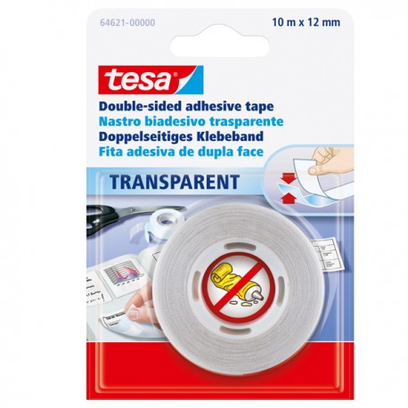 Nastro biadesivo - 10 m x 1,2 cm - trasparente - Tesa