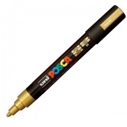 Marcatore a base d'acqua Uni Posca PC5M - punta tonda media da 1,8mm a 2,5mm - oro - Uni Mitsubishi