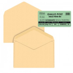 Busta Giallo Postale - gommata - 18 x 24 cm - 80 gr - carta riciclata FSC - giallo - Pigna Envelopes - conf. 500 pezzi