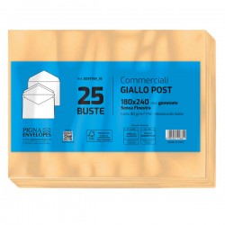 Busta Giallo Postale - gommata - 18 x 24 cm - 80 gr - carta riciclata FSC - giallo - Pigna Envelopes - conf. 25 pezzi