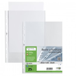 Buste forate Atla T - pesante - liscio - 23 x 33 cm - trasparente - Sei Rota - conf. 25 pezzi