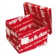 Scatola Dox&Dox - con coperchio - 39,5 x 28 x 35,5 cm - bianco e rosso - Esselte Dox