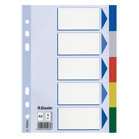 Separatore - 5 tasti colorati - PP - A5 - multicolore - Esselte