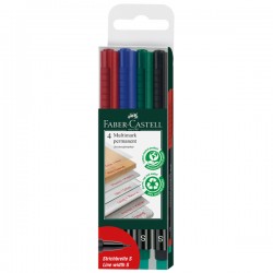 Pennarello Multimark universale con gomma - astuccio 4 colori - punta superfine 0,4 mm - Faber-Castell