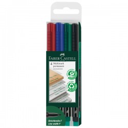 Pennarello Multimark universale permanente con gomma - punta fine 0,6 mm - astuccio 4 colori - Faber-Castell