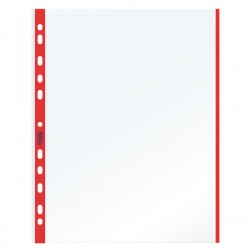Buste forate con banda colorata - Linear - buccia - 21 x 29,7 cm - rosso - Favorit - conf. 10 pezzi