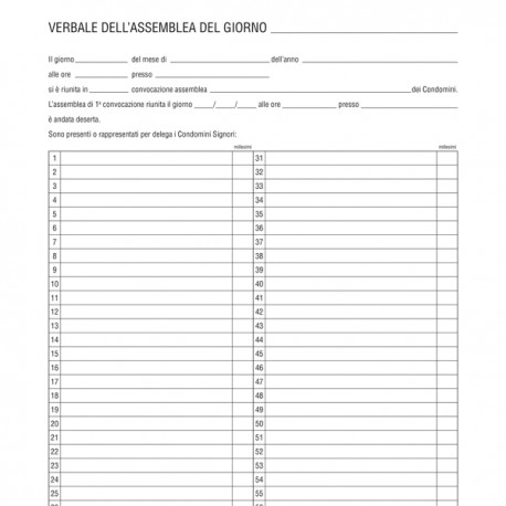 Registro verbali assemblea condominio - 31 x 24,5cm - 96 fogli - Edipro