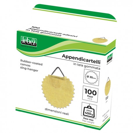 Appendicartelli adesivi - 3,5 cm - tela gommata - avana - Lebez - conf. 100 pezzi
