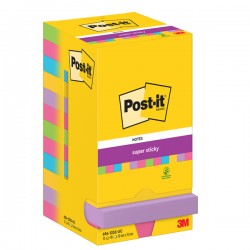 Blocco foglietti Post-it Super Sticky - 654-12SSUCC - 76 x 76 mm - colori Ultra - 90 fogli - Post-it