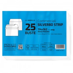 Busta Silver80 Strip FSC - internografata - senza finestra - 11,4 x 16,2 cm - 80 gr - bianco - Pigna Envelopes - conf. 25 pezzi