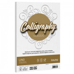 Carta Calligraphy Lino - A4 - 120 gr - bianco 01 - Favini - conf. 50 fogli