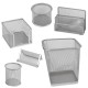Set scrivania - 6 accessori - rete metallica - argento - Lebez