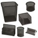 Set scrivania - 6 accessori - rete metallica - nero - Lebez