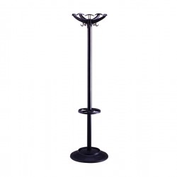 Appendiabiti - con portaombrelli - 5 posti - 168 x 46 cm - nero - Unisit