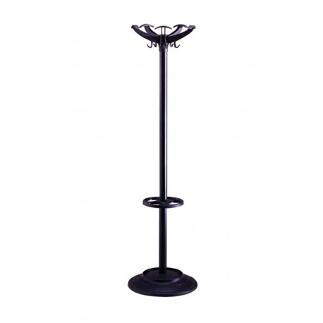 Appendiabiti - con portaombrelli - 5 posti - 168 x 46 cm - nero - Unisit