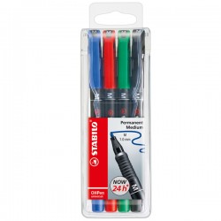 Pennarelli OHPen 843 universal permanente - punta media 1,0mm - astuccio 4 colori - Stabilo