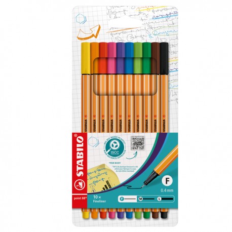 Fineliner Point 88 - tratto 0,4 mm - colori assortiti - Stabilo - conf.10 pezzi