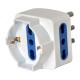 Adattatore triplo con spina 2P+T 16A - 2 prese bipasso 10/16A + 1 Schuko - MKC
