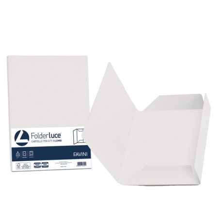 Cartellina 3 lembi Acqua - 200 gr - A4 - cartoncino bristol - bianco - Favini - conf. 25 pezzi