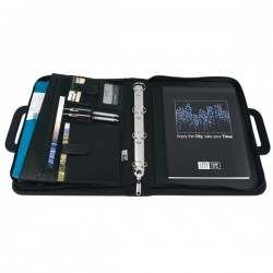Portablocco - similpelle - c/anelli - nero - 28,5x36 cm - City Time