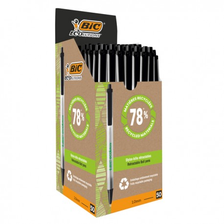 Penna a sfera a scatto ECOlutions - punta 1,0mm - nero - punta 1,0mm - Bic - conf. 50 pezzi
