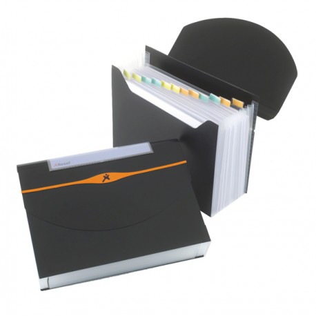 Portadocumenti a soffietto Optima - 13 tasche - 23 x 33 cm - PP- nero - Rexel