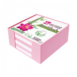 Contenitore in plastica con foglietti - bianco - 10 x 10 x 5cm - carta riciclata 100% - IKona+