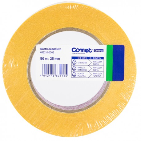 Nastro biadesivo - 2,5 cm x 50 m - trasparente - Comet